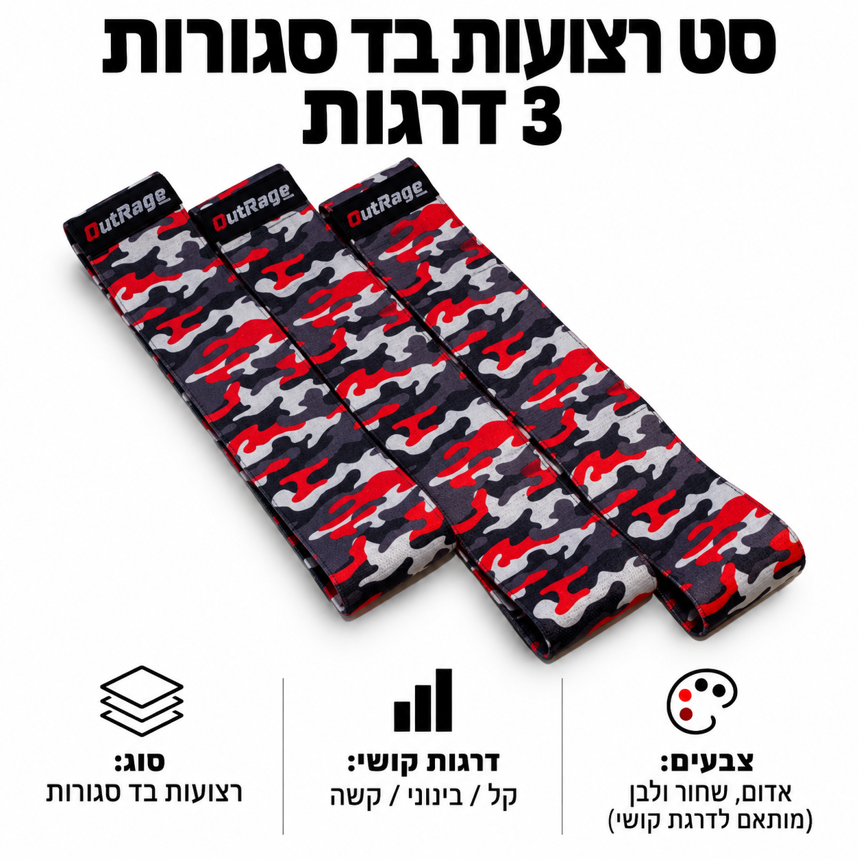 סט רצועות בד סגורות 3 דרגות OutRage Fitness — תמונה 2